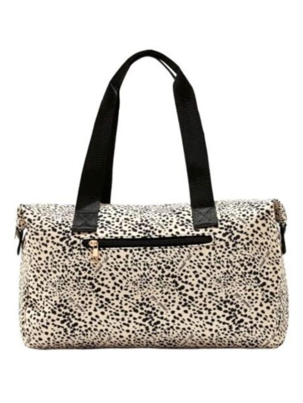 Anthropologie Mali & Lili Leopard Print Duffle Weekender Bag Cream Black